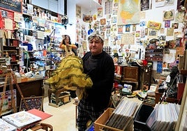 Javier Ruiz, in his shop, Roto Upcycling, in the centre of Malaga city.
