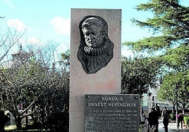 The monument dedicated to Ernest Hemingway in Ronda.