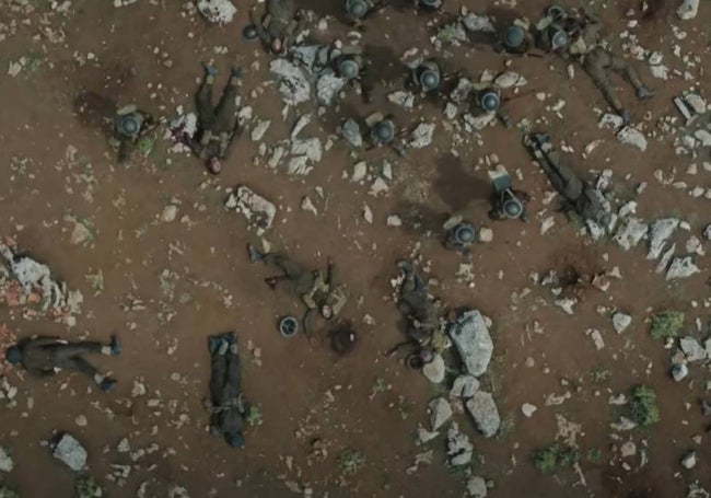 Bird's eye view of the battle of Monte Cassino filmed in the Torcal de Antequera.