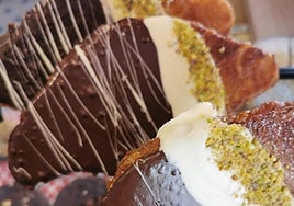 Flat croissants at San Chocolate bakery in Fuengirola.