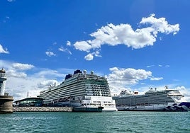 Two cruise ships coincide at the Getxo terminal (Vizcaya) in Spain.
