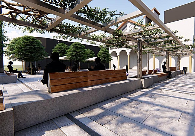 Shaded area to be installed in the square.