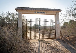 Entrance to the property that leads to the house, a holiday rental, where the alleged crime took place.