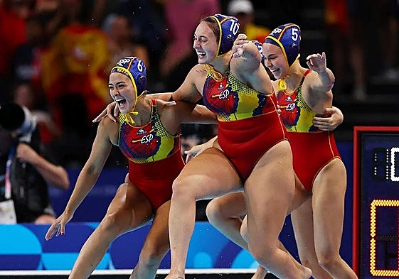 The players celebrate having held out for victory.