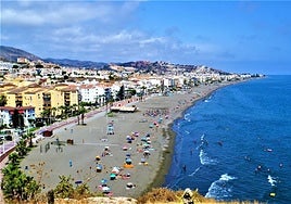 View of the coastline of Rincon de la Victoria, on Spain's Costa del Sol.