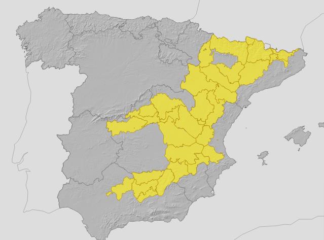 Areas of Spain with weather alerts activated this Friday, 23 August.