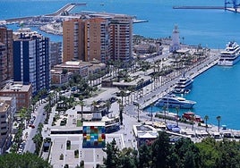 View of Malaga city and port.