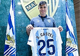Sergio Castel poses as Malaga CF's new player.