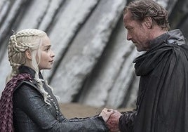 Emilia Clarke and Iain Glen, in a scene from 'Game of Thrones'.