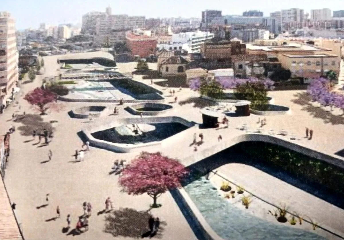 Recreation of the intervention with 'plaza bridges' that could be carried out in the area around Santo Domingo.