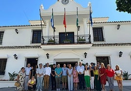 The reading of the manifesto outside Mijas town hall today.