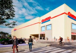 A visualisation of the main entrance to the future Costco building in Malaga.