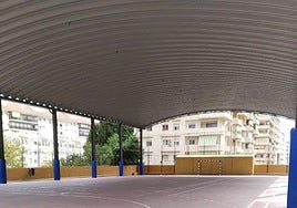The covered sports courts at the school in Fuengirola.