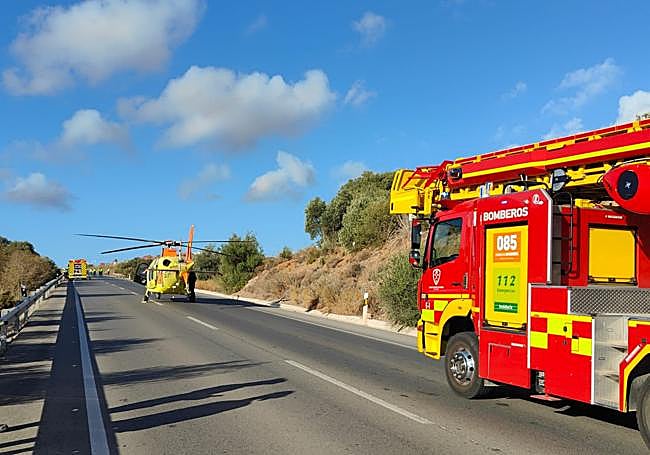 Emergency services at the scene of the incident.