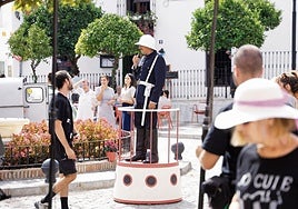 Filming in Plaza de España, Benalmádena on Tuesday.