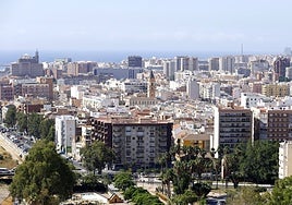 View of Malaga city from Martiricos towers.
