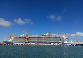 Image of the cruise ship 'Oasis' in the shipyard in Cádiz, where the fire broke out.