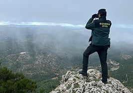 A Guardia Civil officer in the area where the search is being carried out