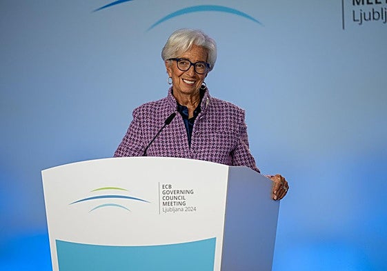 ECB president Christine Lagarde answering questions from journalists during the external ECB Governing Council Press Conference in Brdo, Slovenia, 17. October, 2024.