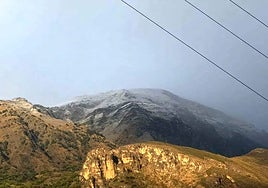 Snow on La Maroma, seen from Canillas de Aceituno.