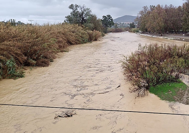 The Guadalhorce river this Tuesday morning as it passes through Cártama.