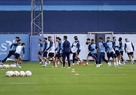 The Malaga players in training this week.