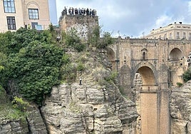 The iconic bridge as seen from the Jardines de Cuenca.