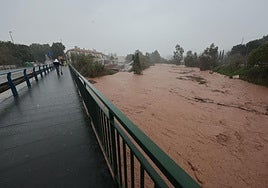 Flooded river in Campanillas this Wednesday.