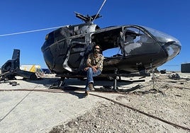 The construction manager,Nahia Fito, in a mock helicopter created for Venom.