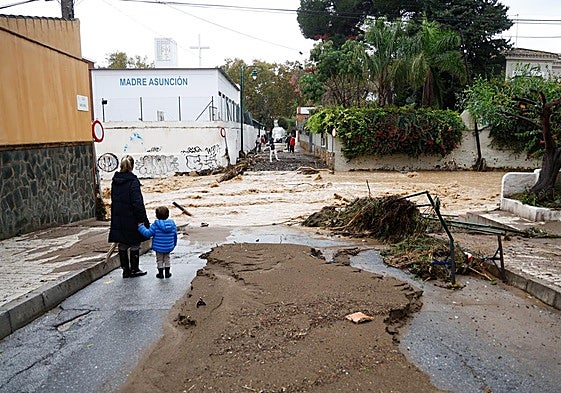 The normally dry stream in the Limonar area of Malaga city on Wednesday.