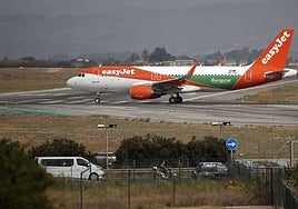 Easyjet aircraft at Malaga Airport.
