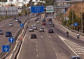 Traffic on the AP-7 motorway on the access to the centre of Marbella
