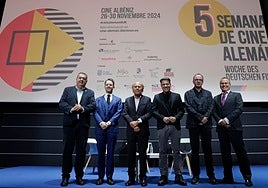 From left to right, Mario Bravo, Martin Reichardt, Uwe Scheele, Óscar Medina, Georg Maas and Franko Stritt at the opening of the fifth German film week