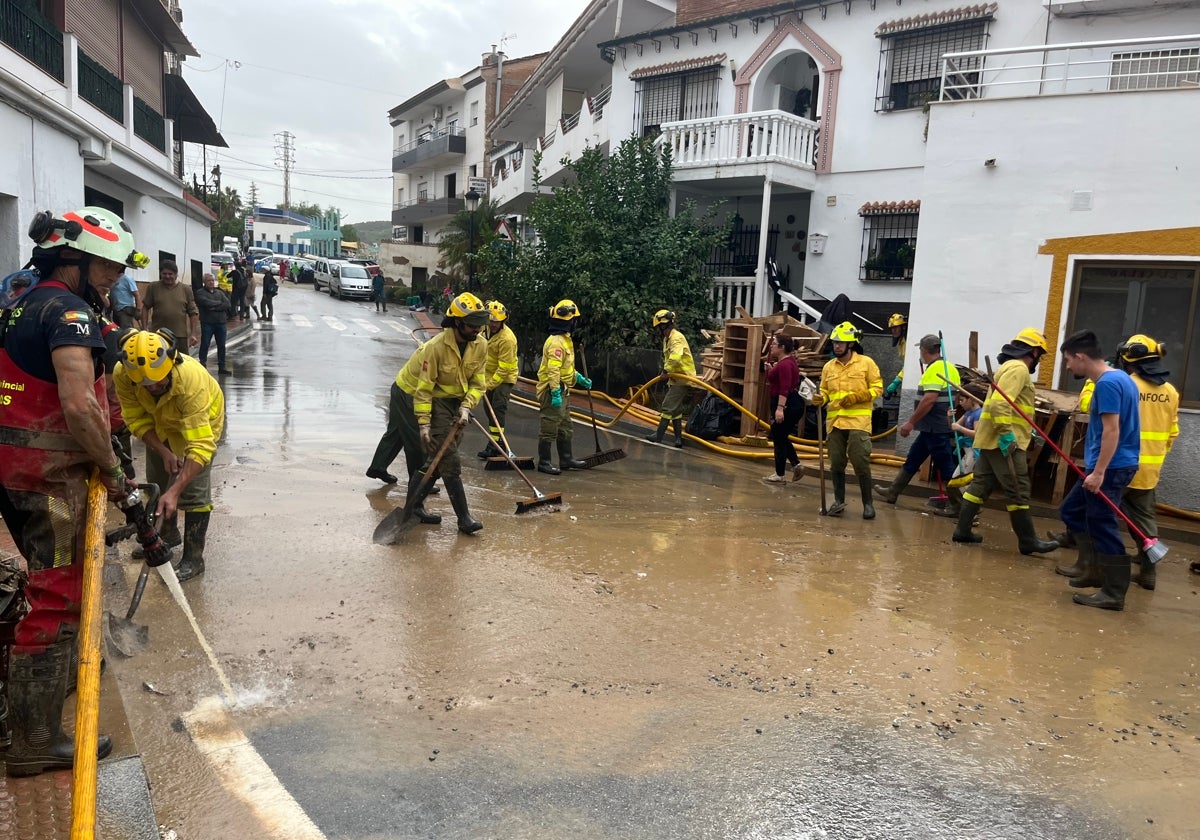 The fire brigade and Plan Infoca officers on 13 November in Benamargosa.