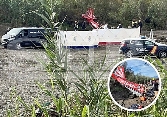 The scene of the light aircraft crash.