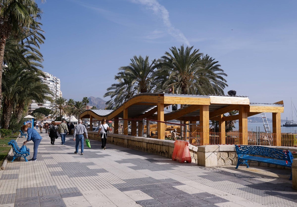 Building work at a new beach bar in La Malagueta, Malaga city.