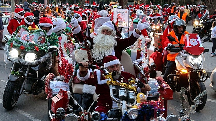Bikers get into gear to accompany Santa on his rounds in Marbella