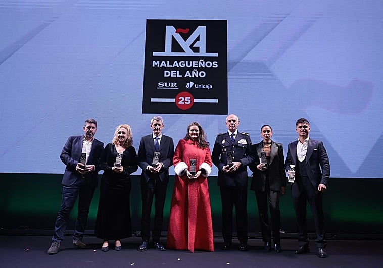 Award-winners at the SUR Malagueños del Año gala on Wednesday.