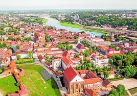 Aerial view of the city of Kaunas.