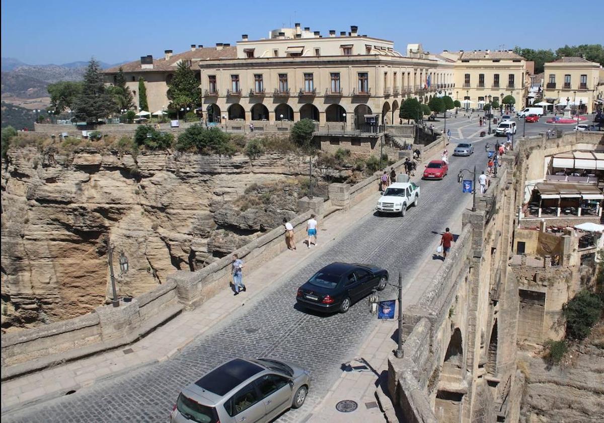 A bird's eye view of Puente Nuevo, Ronda's historic bridge.