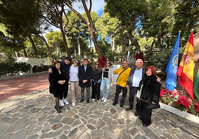 Discoverers and officials at the cave on Sunday 12 January.