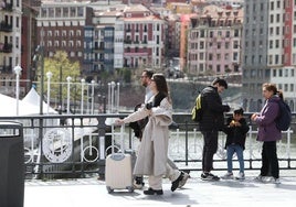 Tourists in Bilbao.