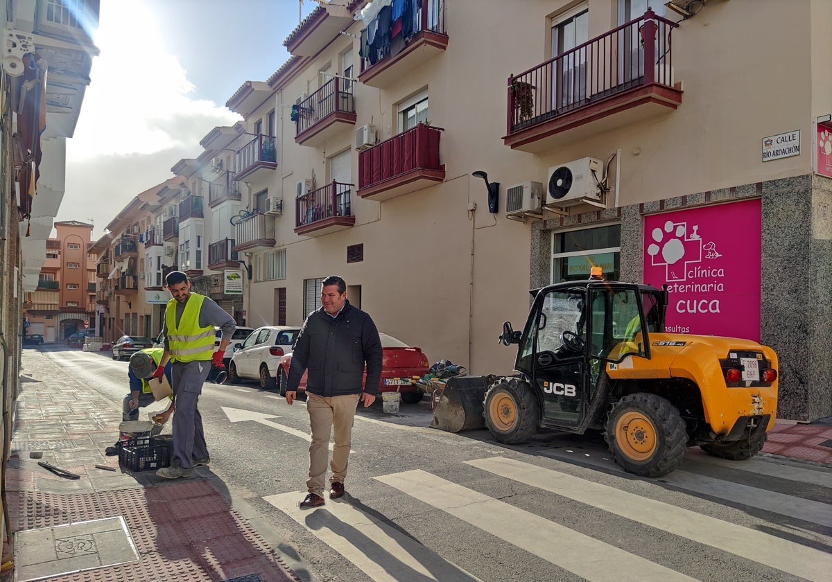 The councillor visits the work in one of the streets.