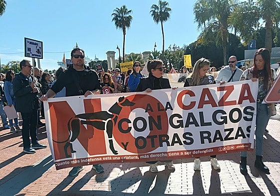 The animal rights rally against hunting.