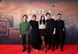 Some of the stars of The Snow Girl 2 at the Netflix premiere in Malaga.