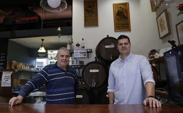 Salvador and Borja Antolin, father and son, at La Campana in the centre.