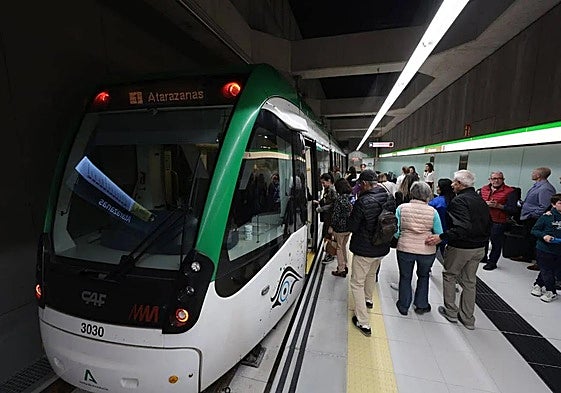 File image of passengers at a Malaga city metro station.