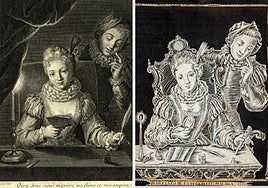 The original print in the British Museum collection and the 'grafidia' of Lazo de la Vega display a clear likeness.