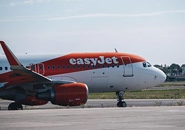 An EasyJet plane at Alicante-Elche Miguel Hernández airport.