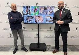 Archaeologist Manuel Romero and heritage councillor José Medina Galeote.